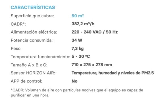 Características de Star 500, tu nuevo purificador de aire. Tu nueva garantía para tener una mejor salud.