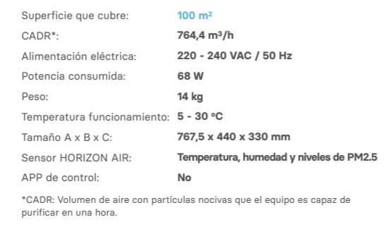 Características técnicas de Star 700, la herramienta perfecta para tener un mejor aire que respirar a tu alrededor.